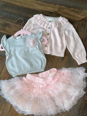 NWT Baby Knit Cardigan & Tutu 3pc Set